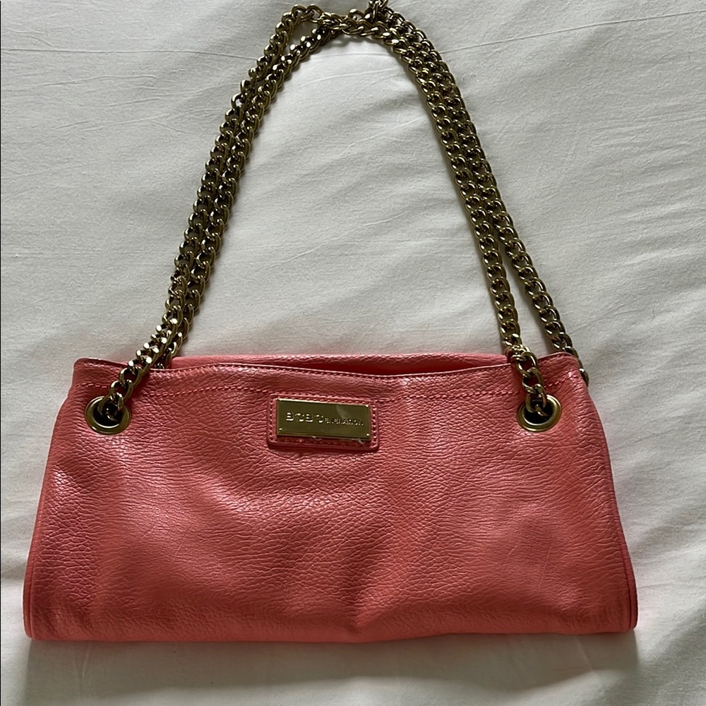 BCBGeneration Pink and Gold Shoulder Bag with Chain Strap